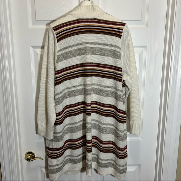 Torrid Cream and Multicolored Striped Long Cardigan - Picture 5 of 6